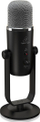 USB микрофон Behringer 2020, кондензаторски студиски, со слушалки и Mute, црн