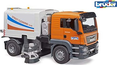 Lodër kamion pastrues rrugësh Bruder MAN TGS, 1:16, 47 × 19 × 23 cm, i verdhë
