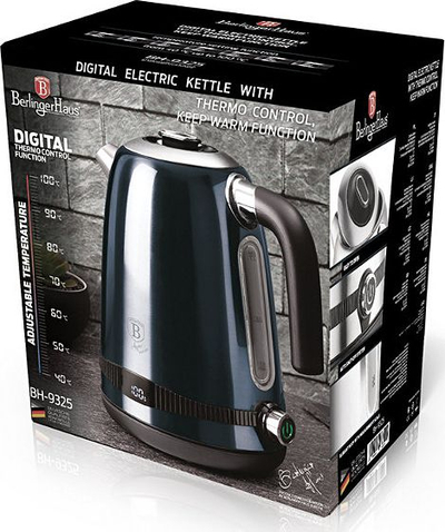 Ibrik elektrik BerlingerHaus BH-9325, 1.7L, me rregullim temperature, blu metalik
