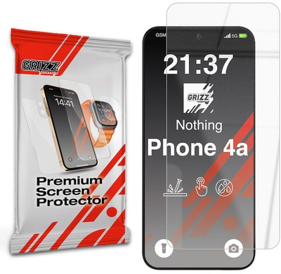 Xham mbrojtës hibrid GrizzGlass HybridGlass për Nothing Phone 4a, rezistent ndaj goditjeve, transparent