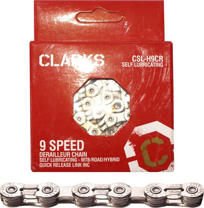 Zinxhir biçiklete Clarks YBN CSL-H9CR, 9 marshe, 116 hallka, ngjyrë argjendi