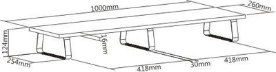 Stendë për monitorë Mozos Dual Riser S, për 2 monitorë deri 32", me mouse pad i ndriçuar 80x30 cm, e zezë