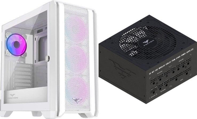 Куќиште компјутер PREYON Nest Windy+, Midi Tower, USB Type C, бело со напојување PREYON Eagle Power Gold 750W