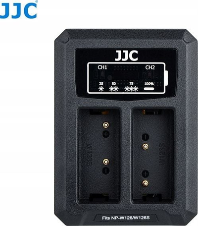 Karikues baterie JJC DCH Dual për Fujifilm NP-W126 / NP-W126S, me USB