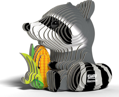Puzzle 3D Eugy Raccoon, 46 pjesë, lodër edukative, shumëngjyrëshe