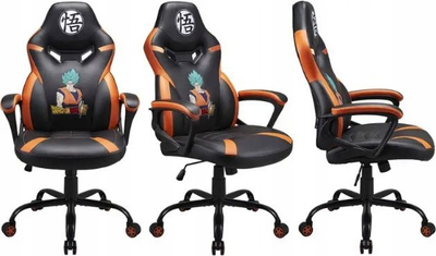 Karrige gaming Dragon Ball Z Junior, ergonomike, me rrota, e zezë portokalli