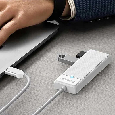 Hub USB Orico PAPW4A-C3, 4 porte USB-A 3.0, USB-C, 0.5m, i bardhë