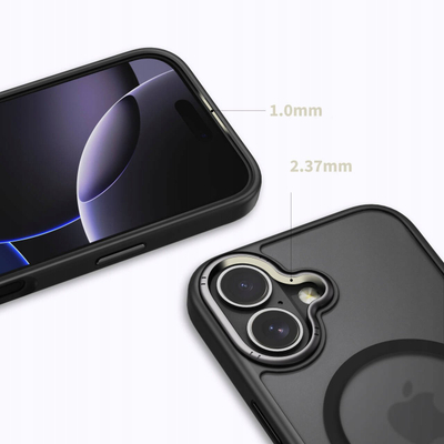 Kapak telefoni Tech-Protect MagEdge MagSafe për iPhone 17, mat, i zi