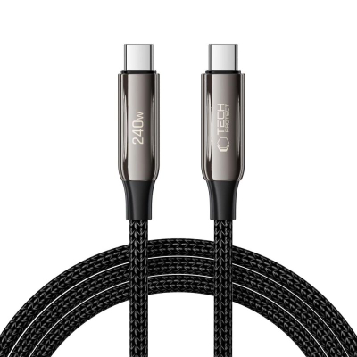 Kabllo USB-C Tech-Protect UB10T Ultraboost, 240W PD QC4.0, 2m, e zezë