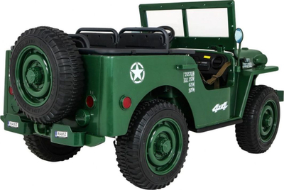 Makinë lodër elektrike Jeep Willys Military, 12V, 3 vende, jeshile ushtarake