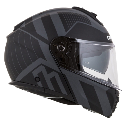 Helmetë moto Cassida Modulo 2.1 Profile Vision, integral modular, i zi mat gri reflektues