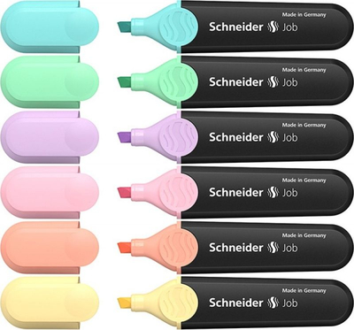 Set markera Schneider Job Pastel, maje 1 mm 5 mm, 6 copa, shumëngjyrëshe