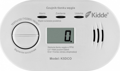 Detektor monoksidi karboni Kidde K5DCO, ekran LCD, jetëgjatësi 10 vite