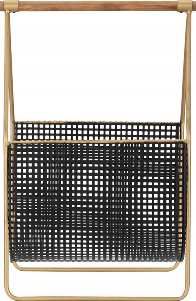 Mbajtëse revistash Fashion, metalike, 37x23x54.5 cm, e zezë me ari