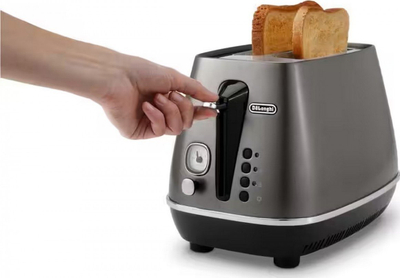 Toster DeLonghi Distinta CTIN2103.TB, 900W, 2 feta, titan i zi