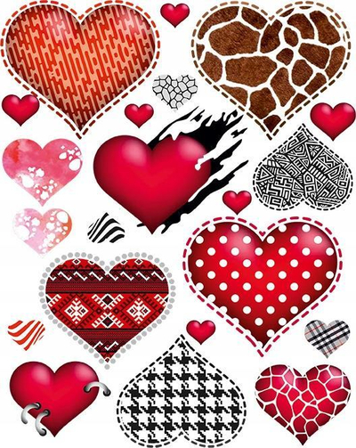 Ngjitëse për hekurosje Naplamki Hearts, 20 x 30 cm, shumëngjyrëshe