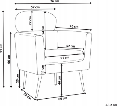 Karrige kolltuku SOBY Armchair, material tekstili, këmbë metalike, gri