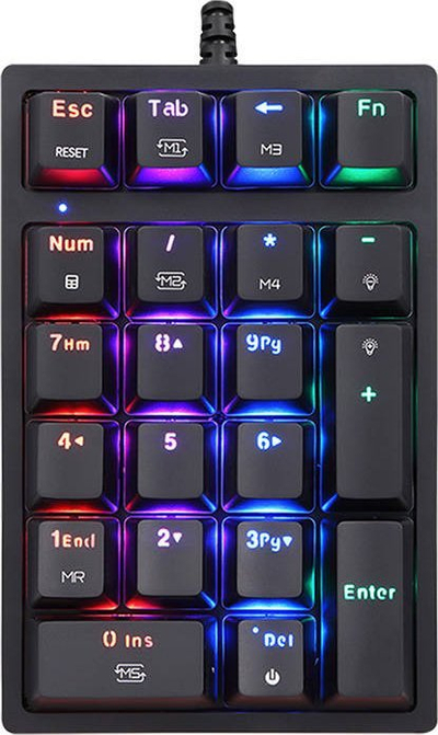 Tastjer numerike mekanike Motospeed K24, 21 taste, RGB, e zezë