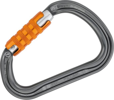Karabinë alpinizmi Petzl William TL, alumini, mbyllje automatike me vidhë, gri portokalli
