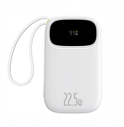 Power bank Baseus, 22.5W, 20000mAh, me kabllo USB C dhe Lightning të integruara, i zi