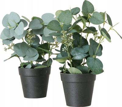 Bimë artificiale Boltze Home sage eucalyptus, në vazo, jeshile, vazo e zezë