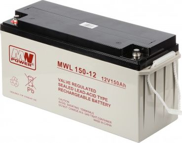 Bateri AGM MW Power MWL 150-12, 12V 150Ah, VRLA, gri