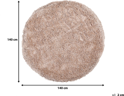 Tapet shaggy CIDE, rrumbullak, 140 cm, bezhë
