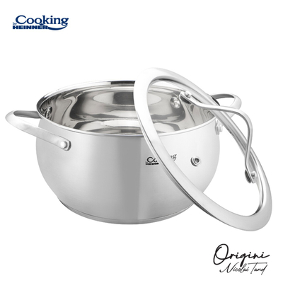 Tengere Heinner Origini by Chef Nicolai Tand, 2.5L, 18x10 cm, çelik inox me kapak xhami, argjendtë