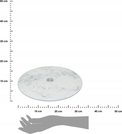 Pjatë rrotulluese 5five White Marble Effect, xham i temperum, mermer i bardhë