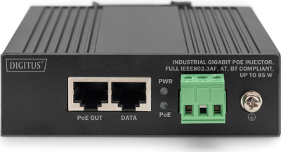 Injektor PoE industrial Digitus Gigabit Ethernet, 1 portë, 85W, i zi
