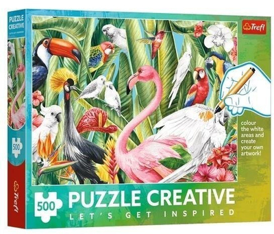 Puzzle Trefl Creative Paradise Birds 37564, 500 copa, për ngjyrosje, shumëngjyrësh