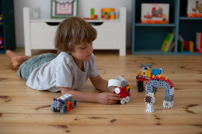 Lodra konstruktori Marioinex Waffle Blocks Mini, 300 copa, në kuti, shumëngjyrëshe