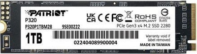 Disk SSD Patriot P320, 1TB, M.2 2280 PCI-E x4 Gen3 NVMe
