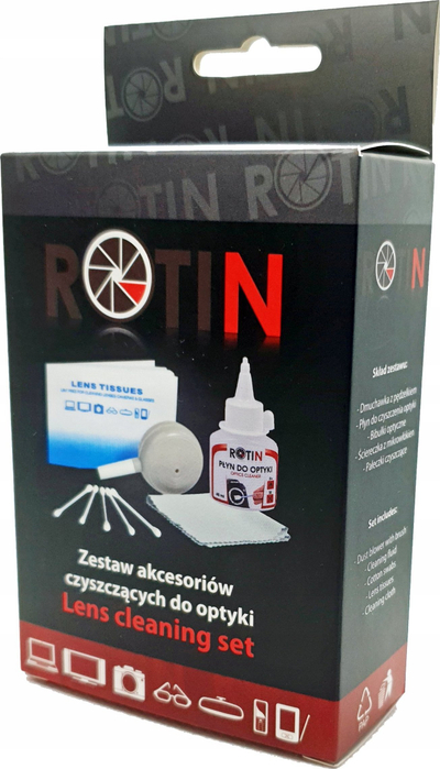 Сет за чистење оптика Rotin 6 во 1, универзален, со течност 45 ml, бел
