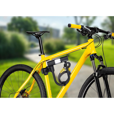 Kyç biçiklete Dunlop U-lock me kabllo çeliku, 120 cm 10 mm, me çelësa, i zi