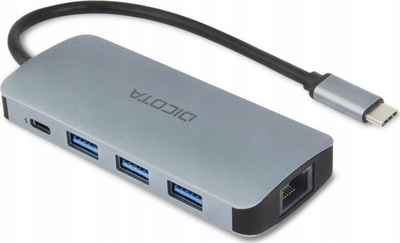 Hub USB Dicota USB C 8 in 1, 4K HDMI, PD 100W, gri