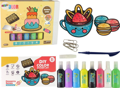 Set ngjitësish për dritare Leantoys Glitter, 8 ngjyra, për kalamaj