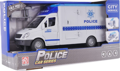 Lodër kamion policie LeanToys Ambulance, dritë dhe zë, dyer që hapen, bardh e kaltër