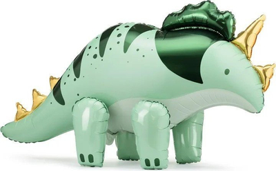 Balon folje dinosaur Triceratops, 93cm, me ajër, shumëngjyrësh