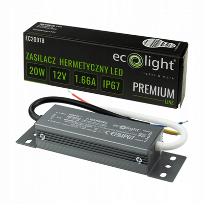 Furnizues energjie LED Premium Ecolight, 20W, 12V, IP67