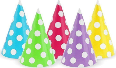 Kapela feste GoDan me pika Polka Dots, letër, set me 5 copë, shumëngjyrëshe