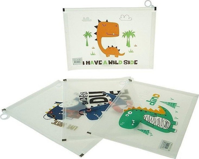 Dosje plastike Adar A4 me kapëse snap, me dinosaurë, set 12 copë