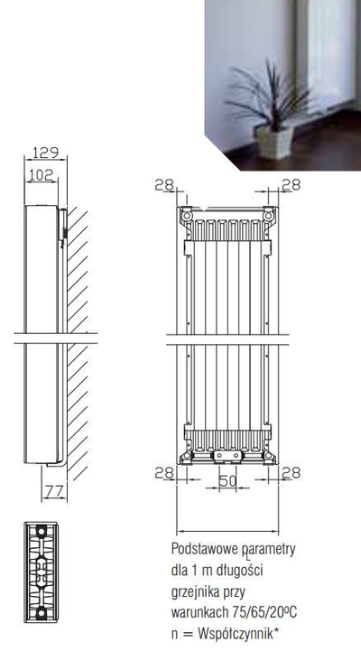 Radiator vertikal Stelrad Vertex Plan, 500 x 2200 mm, 2115 W, i bardhë