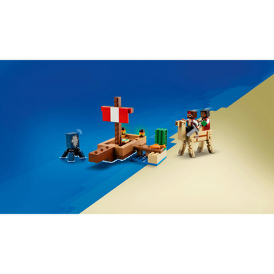 Lodër ndërtime LEGO Minecraft 21259 Pirate Ship Voyage, set piratësh, 8 vjeç, shumëngjyrëshe