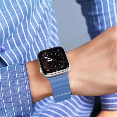 Rrip ore Dux Ducis Chain Magnetic Silicone për Apple Watch 42 44 45 mm, silikon, magnetik, blu