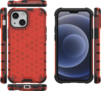 Kapak telefoni Hurtel Honeycomb për iPhone 13 mini, xhel TPU, i kuq