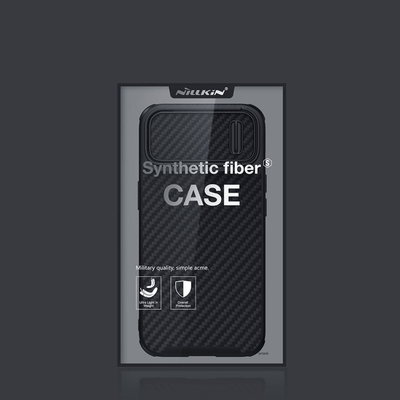 Futrollë Nillkin Synthetic Fiber S për iPhone 14 Plus, me kapak kamere, e zezë
