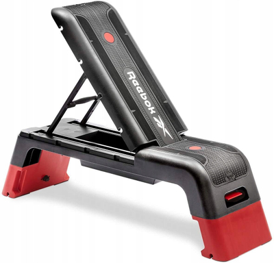 Step aerobik me stol Reebok RAP-15170RD, i rregullueshëm, kapacitet 150kg, gri e kuqe