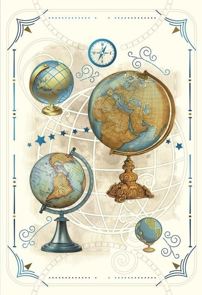 Честитка Davinci Pass, 12x18cm, мотив глобус, златна боја