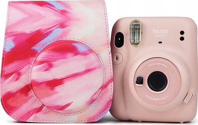 Çantë mbrojtëse LOVE INSTANT për Fujifilm Instax Mini 11, lëkurë eko, motiv Brush Strokes, shumëngjyrëshe